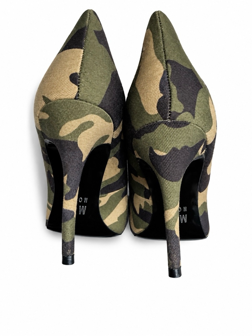 Camouflage Pointed Toe Stiletto Heels - Olive Green & Black